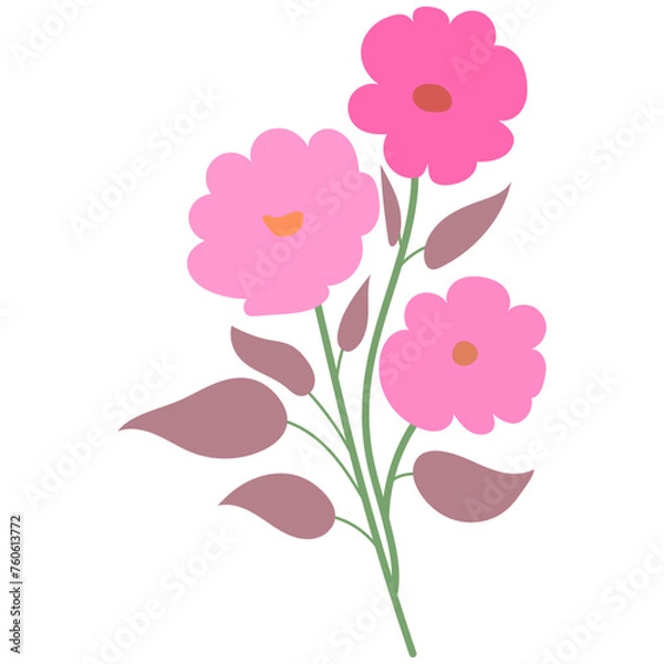 Fototapeta Decorative flower. Floral plant element for beautiful design. Simple form. Vector drawing.