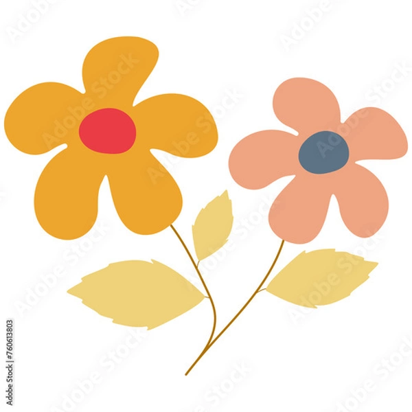 Fototapeta Decorative flower. Floral plant element for beautiful design. Simple form. Vector drawing.