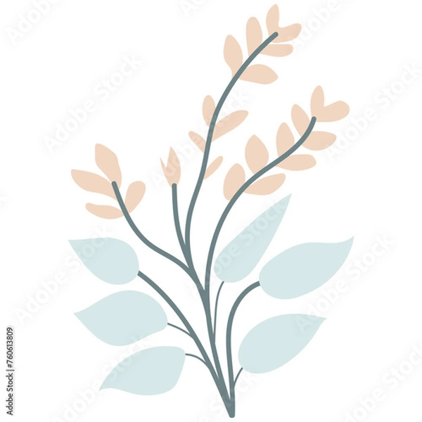 Fototapeta Decorative flower. Floral plant element for beautiful design. Simple form. Vector drawing.