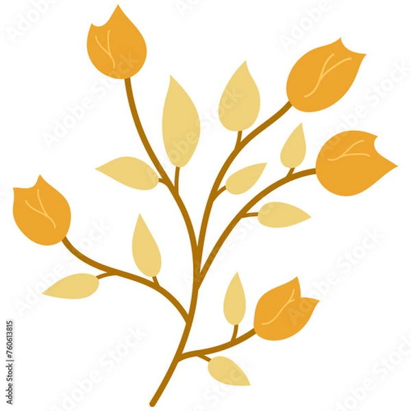 Fototapeta Decorative flower. Floral plant element for beautiful design. Simple form. Vector drawing.