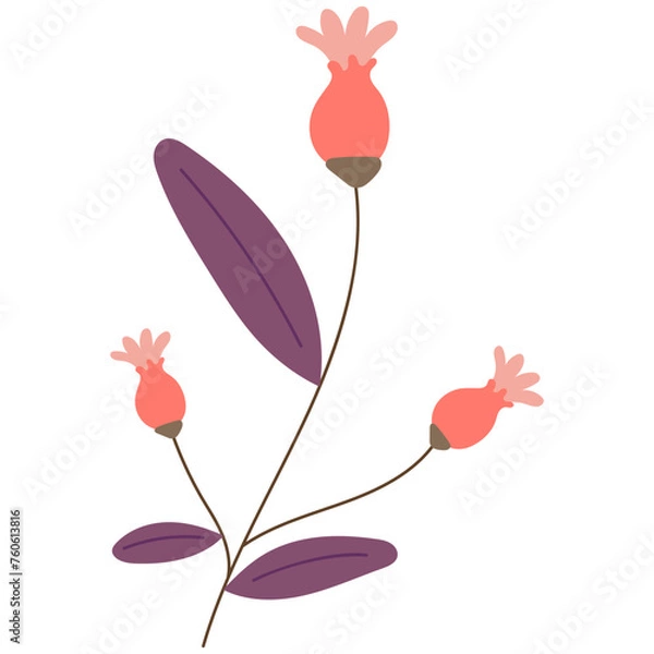 Fototapeta Decorative flower. Floral plant element for beautiful design. Simple form. Vector drawing.