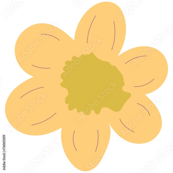 Fototapeta Flat flower bud element for beautiful design. Simple form. Vector drawing.
