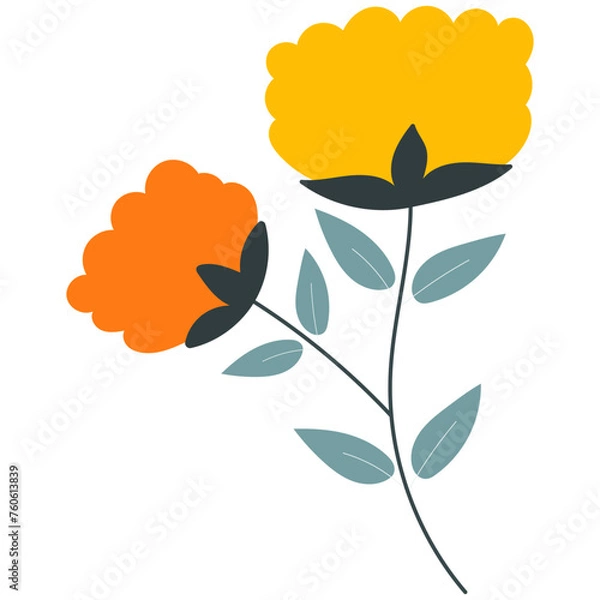 Fototapeta Decorative flower. Floral plant element for beautiful design. Simple form. Vector drawing.