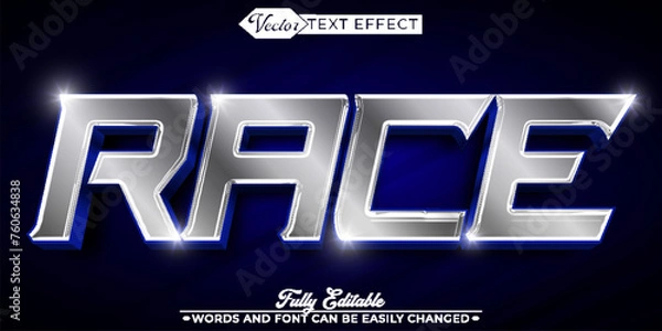 Obraz Silver And Blue Race Vector Editable Text Effect Template