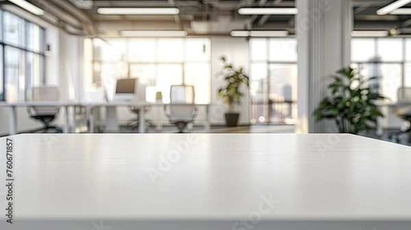 Obraz Empty office table with blur office on background
