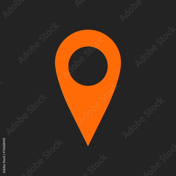 Obraz Orange geo pin as logo on black