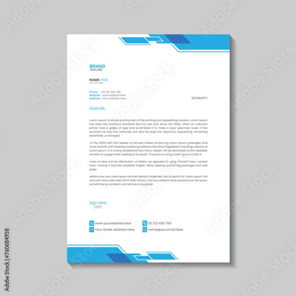 Fototapeta Modern business letterhead template design