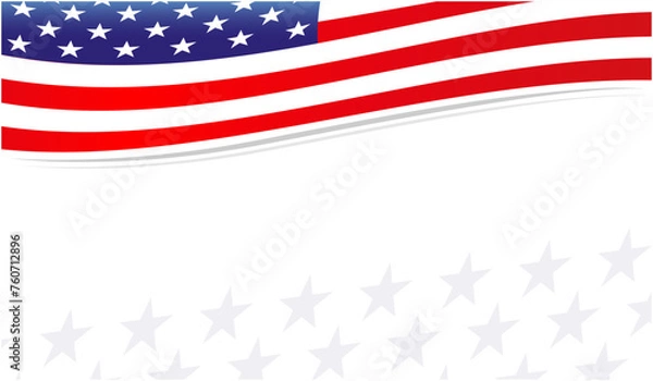 Fototapeta United States flag  waving patriotic celebration banner with copy space for text vector design template.