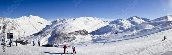 Obraz stunning view of skiing resort in Alps.