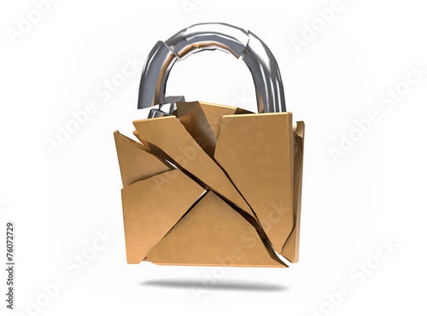 Obraz 3D Isolated Security Broken Padlock