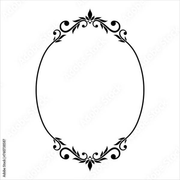 Fototapeta Oval Ornamental frame vector border