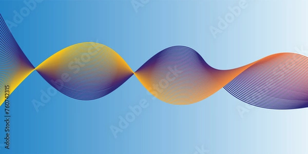 Obraz Abstract smooth color wave vector set on transparent background.