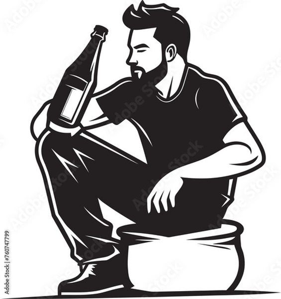 Obraz Reflective Revelry Iconic Drinker Emblem Bourbon Bliss Vector Bottle Logo Inspiration