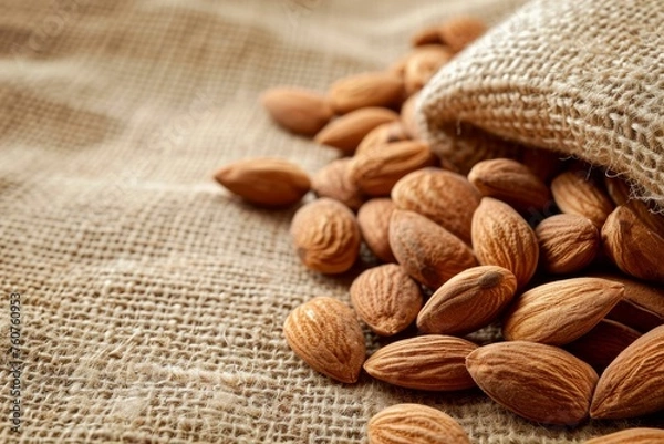 Fototapeta Decorative Almond banner. Food falling product. Generate Ai