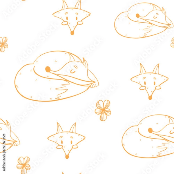 Fototapeta Line pattern design autumn fox mood