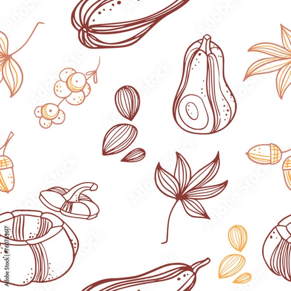 Fototapeta Autum Pattern Design with pumpkin