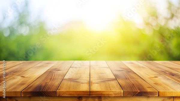 Obraz Wooden table with blurred background