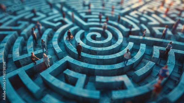 Fototapeta Maze of complex obstacles - business concept