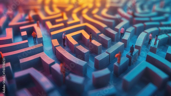 Fototapeta Maze of complex obstacles - business concept