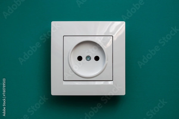 Fototapeta white socket on .green background