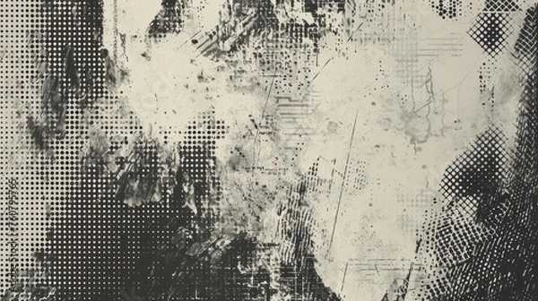 Fototapeta Vintage halftone grunge paper texture copy space background. AI generated image