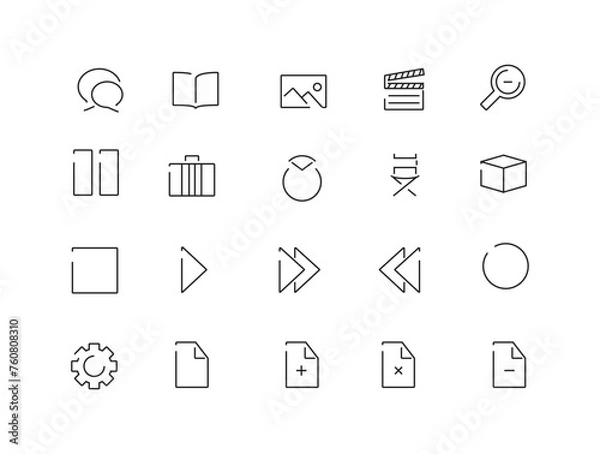 Fototapeta Set of line Multimedia icons