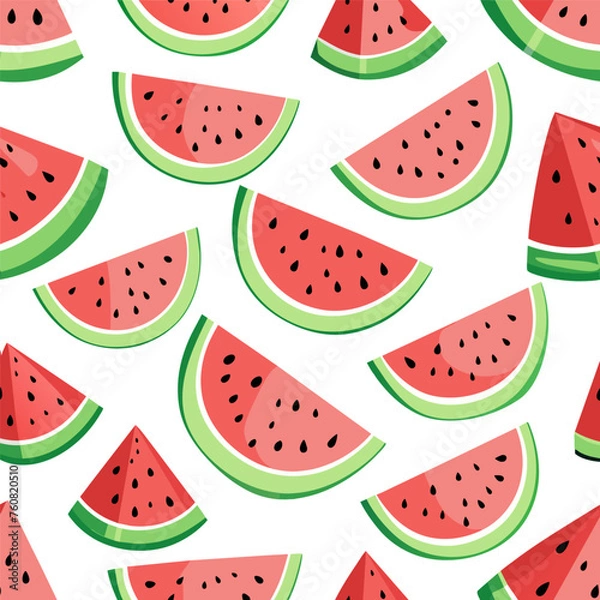 Fototapeta Sweet summer seamless pattern with watermelon slices background
