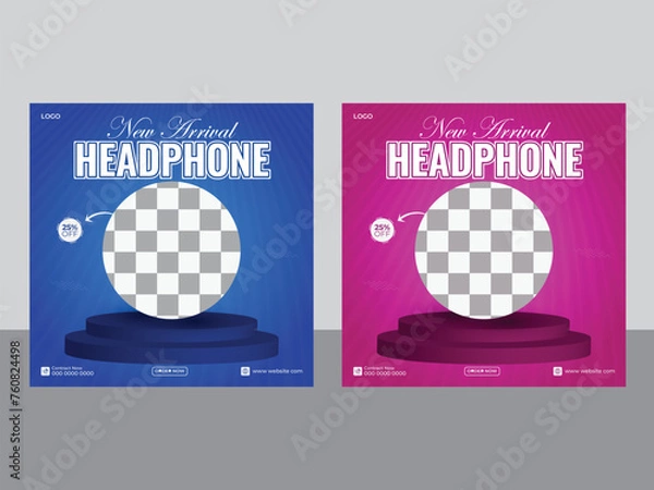 Obraz New arrival smart headphone social media post design