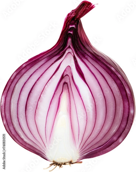 Obraz Whole and sliced red onions, cut out transparent