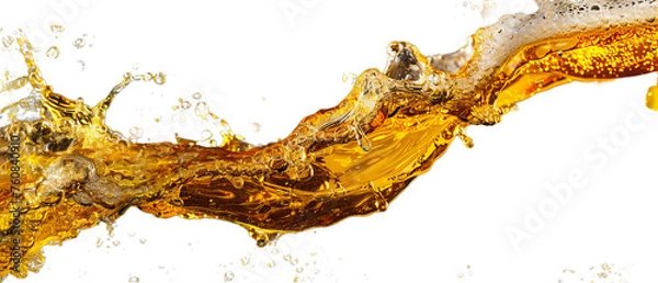 Fototapeta A golden beer splashing.