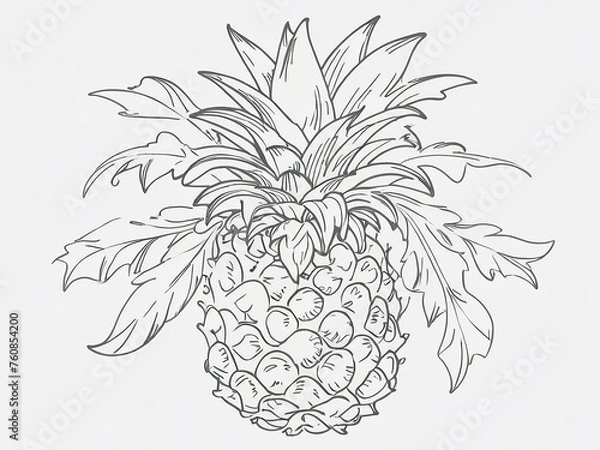 Fototapeta Hand drawn fresh pineapple vector illustration
