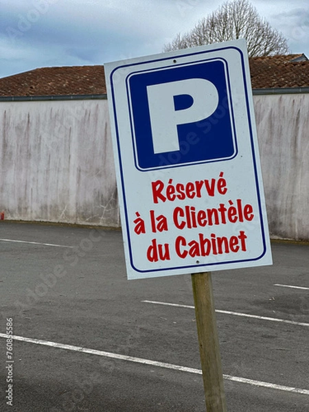Obraz Panneau parking réservé à la clientèle