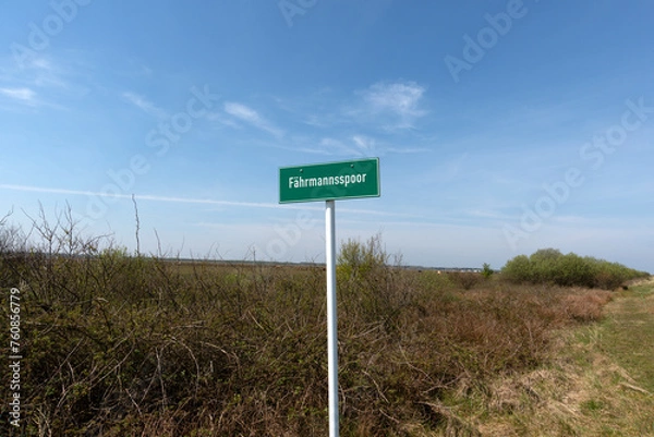 Obraz Nordsee, insel, Borkum, Fährmannsspoor, Hinweisschild