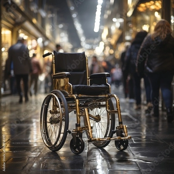 Fototapeta An image of a wheelchair in front of people