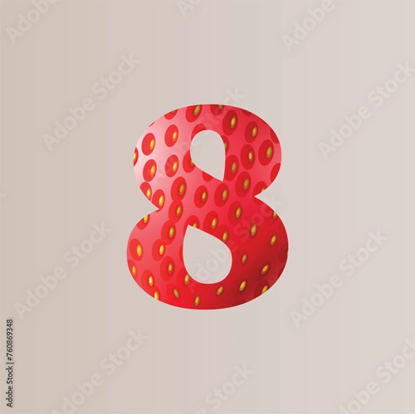 Obraz t shirt print design illustration digit eight minimal simple art fabric slogan strawberry peel fruit texture  