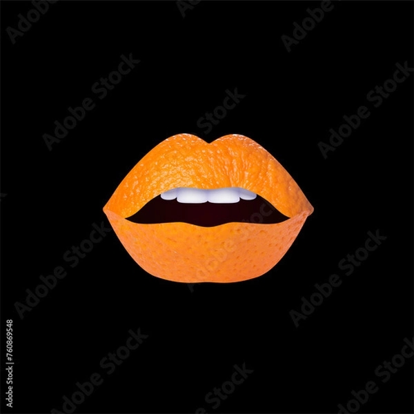 Obraz shirt print design illustration minimal art orange peel texture on lips graphics fabric