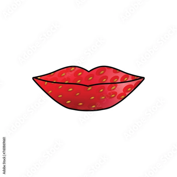 Obraz shirt print design illustration minimal art strawberry peel texture on lips graphics fabric