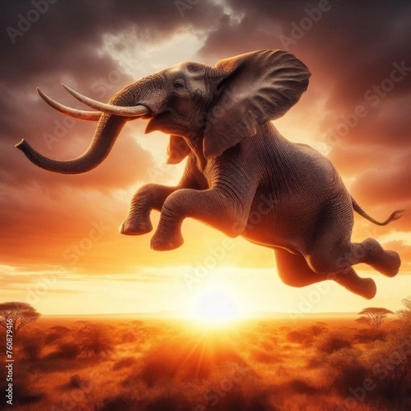 Fototapeta jumping elephant