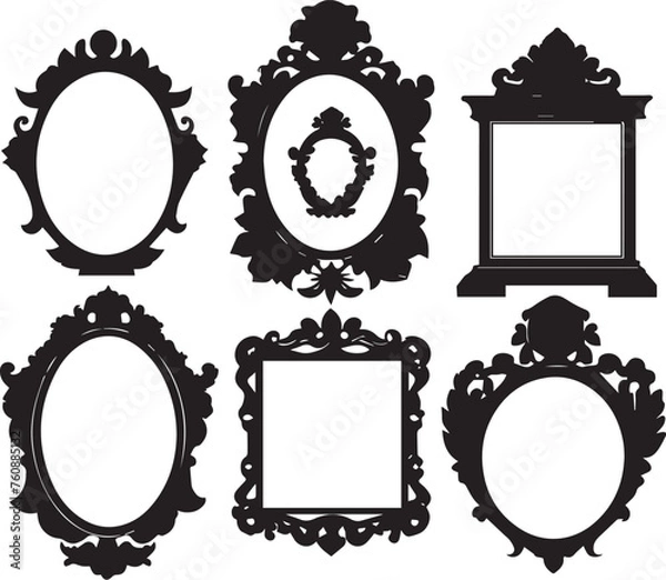 Fototapeta Set frames. Hand drawn vector illustration