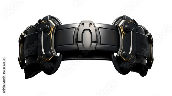 Fototapeta Close-up of a sleek black watch face, capturing the intricate details of the hands and markings