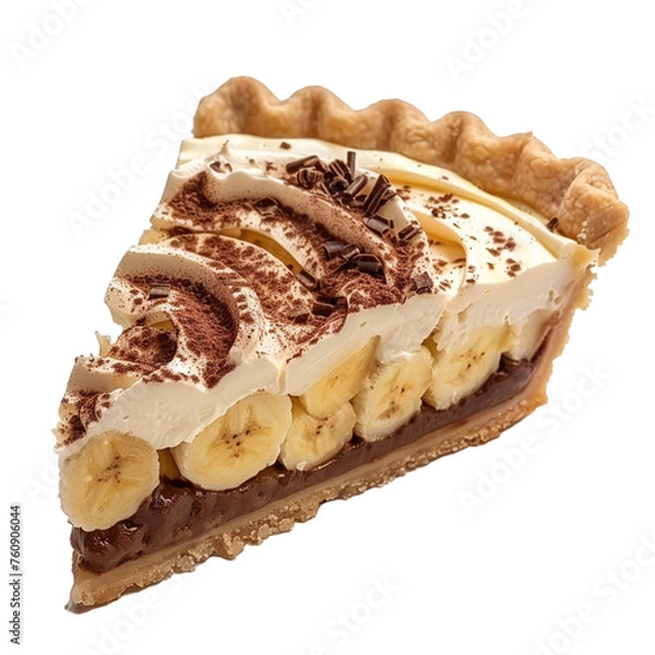 Fototapeta piece of banoffee pie illustration isolated on transparent background - Generative AI