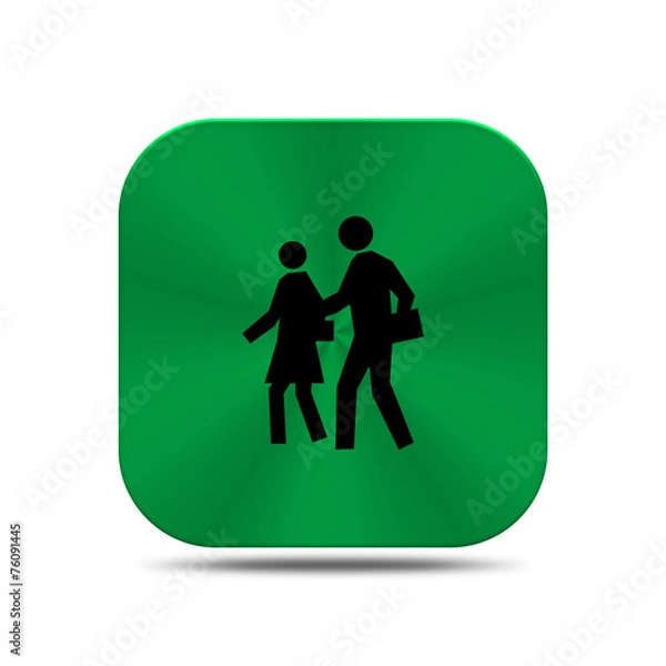 Obraz Green metal button with school icon