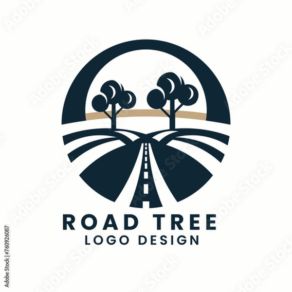 Obraz Simple road highway trip journey tree logo design vector template