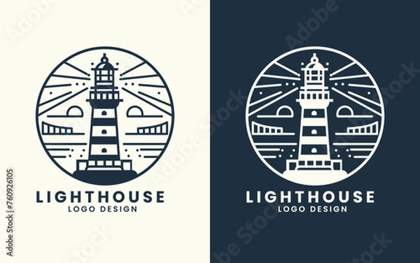 Fototapeta Simple lighthouse symbol sign concept logo design vector template
