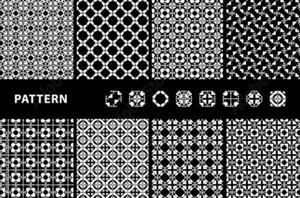 Fototapeta Black and White Seamless Patterns