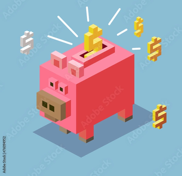 Obraz Piggy bank in 3D Pixelate