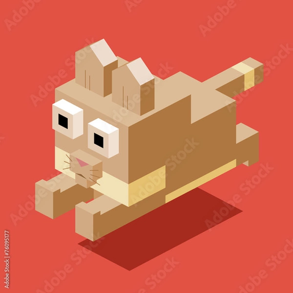 Obraz Jumping Cat in 3D Pixelate