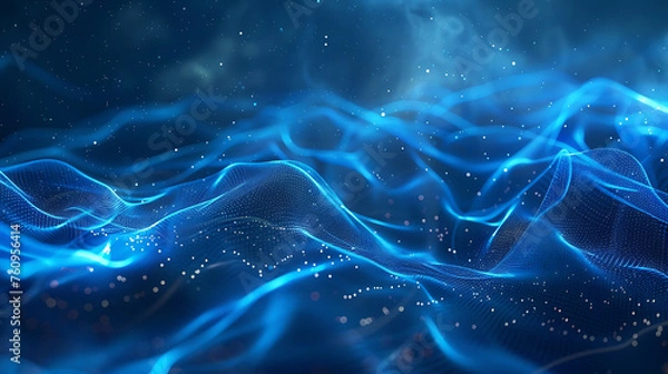 Fototapeta A mesmerizing abstract wireframe futuristic dark blue background, featuring dynamic shapes and vibrant colors, perfect for modern design projects and sci-fi concepts