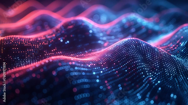Obraz A mesmerizing abstract wireframe futuristic dark blue background, featuring dynamic shapes and vibrant colors, perfect for modern design projects and sci-fi concepts