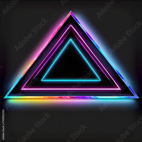 Fototapeta Obsidian Illumination: Exploring the Artistry of Black Neon Triangles(Generative AI)